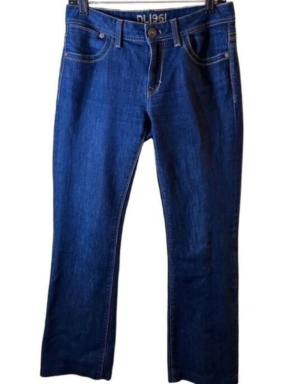 DL1961 Jennifer Bootcut Jeans Size 28 Dark Wash Stretch Cropped 27.5 Inseam